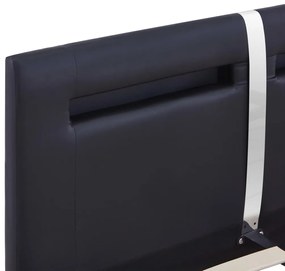 vidaXL Πλαίσιο Κρεβατιού με LED Μαύρο 140x200 εκ. από Συνθετικό Δέρμα