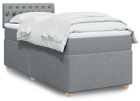 vidaXL Κρεβάτι Boxspring με Στρώμα Ανοιχτό Γκρι 90x190 εκ. Υφασμάτινο