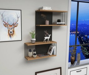 Ράφι Τοίχου Ανθρακί / Δρυς CRELOE 65x19x96