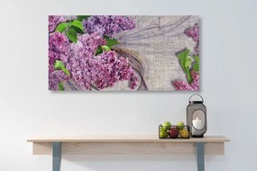 Εικόνα λουλουδιών λιλά σε καμβά - 100x50