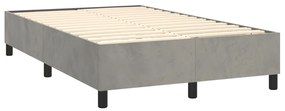 Κρεβάτι Boxspring με Στρώμα Ανοιχτό Γκρι 120x190 εκ. Βελούδινο - Γκρι