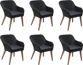 vidaXL Σετ Τραπεζαρίας Εξ. Χώρου 7 τεμ. Μαύρο Συνθ. Ρατάν με Μαξιλάρια