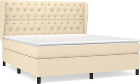 vidaXL Κρεβάτι Boxspring με Στρώμα Κρεμ 160x200 εκ. Υφασμάτινο