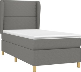 vidaXL Κρεβάτι Boxspring με Στρώμα Σκούρο Γκρι 100x200 εκ. Υφασμάτινο