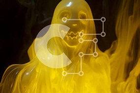 Intra Συλλεκτικό Ξύλινο Παζλ Plywood  4mm - Κυμαινόμενη φιγούρα σαν φάντασμα σε κίτρινο υγρό Σε Ξύλινο Κουτί - Διαστάσεις Puzzle: 10x10 cm – 25 κομμάτια