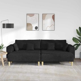 vidaXL Υφασμάτινος καναπές με μαξιλάρι 3 pcs Μαύρο 208 εκ. ύφασμα