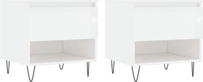 vidaXL Τραπεζάκια Σαλονιού 2 τεμ. Γυαλ. Λευκό 50x46x50 εκ. Επεξ. Ξύλο