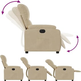 vidaXL Πολυθρόνα Ηλεκτρική Ανακλινόμενη Κρεμ Ύφασμα Μικροϊνών