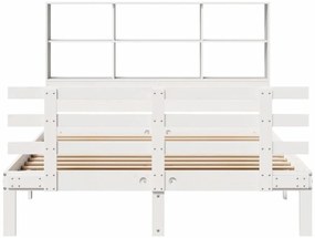 Κρεβάτι Βιβλιοθήκη Χωρίς Στρώμα 160x200 εκ Μασίφ Ξύλο Πεύκου - Λευκό