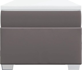 vidaXL Κρεβάτι Boxspring με Στρώμα Γκρι 100x200εκ. από Συνθετικό Δέρμα