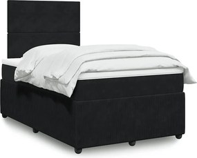 vidaXL Κρεβάτι Boxspring με Στρώμα Μαύρο 120x190 εκ. Βελούδινο