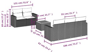 vidaXL Καναπές Κήπου 6 Τεμαχίων Μαύρο από Συνθετικό Ρατάν με Μαξιλάρια