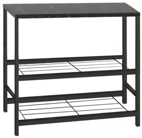 Τραπεζάκι βοηθητικό για φουρνάκι Mulligan Megapap μεταλλικό - μελαμίνης χρώμα μαύρο - εφέ μαρμάρου 80x40x80εκ.