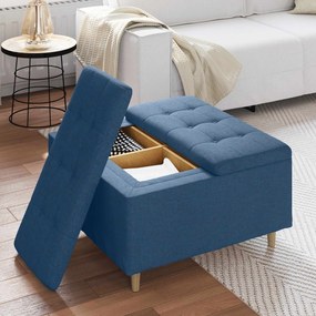 vidaXL Οθωμανό με Αποθηκευτικό Χώρο Μπλε 80 x 80 x 45 cm ύφασμα