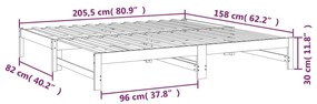 Καναπές Κρεβάτι Συρόμενος Γκρι 2x(80x200) εκ. Μασίφ Ξύλο Πεύκου - Γκρι