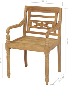 vidaXL Καρέκλες Batavia 2 τεμ. από Μασίφ Ξύλο Teak