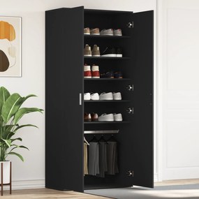 vidaXL Ντουλάπα Παπουτσιών Μαύρη 80x39x180 εκ. Επεξεργασμένο Ξύλο