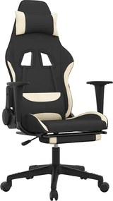 vidaXL Καρέκλα Gaming Μαύρο και κρεμ Ύφασμα με Υποπόδιο