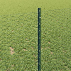 vidaXL Εξωτερική εξάγωνη περίφραξη με στήλη 25 x 1 m Πράσινο Δίχτυ