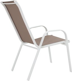 Σετ κήπου Calan-Watson σετ 3τεμ μέταλλο λευκό-textilene καφέ 60x60x70 εκ.