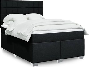 vidaXL Κρεβάτι Boxspring με Στρώμα Μαύρο 140x200 εκ. Υφασμάτινο