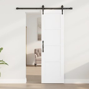 vidaXL Συρόμενη Πόρτα με Σετ Εξαρτημάτων 'ORKDAL' Λευκή Σολομού Πεύκου