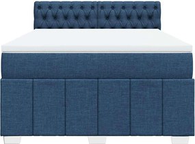 vidaXL Κρεβάτι Boxspring με Στρώμα Μπλε 140x200 εκ. Υφασμάτινο