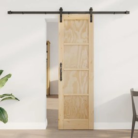 vidaXL Συρόμενη Πόρτα με Σύνολο Εξαρτημάτων 61x198,5 cm Στέρεο Ξύλο Πεύκου