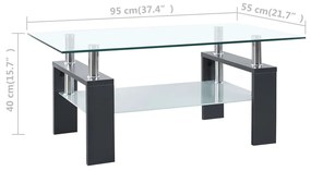 vidaXL Τραπεζάκι Σαλονιού Γκρι και Διαφανές 95x55x40 εκ. Ψημένο Γυαλί