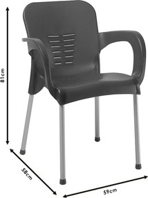 Πολυθρόνα Feast pakoworld PP cappucino-αλουμίνιο γκρι