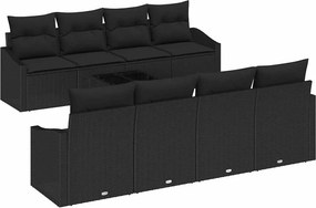 vidaXL Σετ Καναπέ με μαξιλάρι 7 pcs Μαύρο συνθετικό ρατάν