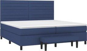 vidaXL Κρεβάτι Boxspring με Στρώμα Μπλε 200x200 εκ. Υφασμάτινο