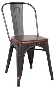 Καρέκλα Στοιβαζόμενη RELIX Μέταλλο/PU Μαύρο/Καφέ 45x51x82cm