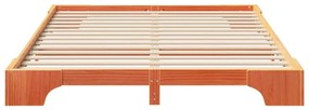 vidaXL Κρεβάτι δαπέδου Καφέ 160 x 220 cm Μασίφ ξύλο πεύκου