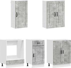 vidaXL Μονάδα κουζίνας PORTO 5 pcs Γκρι Σκυροδέματος