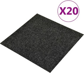 vidaXL Χαλί 20 pcs Μαύρο 50 x 50 cm Ορυκτή άσφαλτος