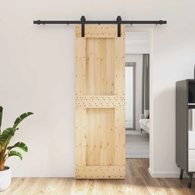 vidaXL Συρόμενη Πόρτα Φυσικό και Μαύρο 70 x 210 cm
