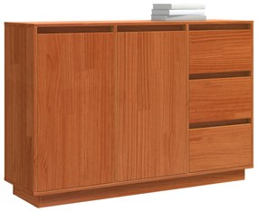 vidaXL Πλαϊνό γραφείο Καφέ 111 x 34 x 75 εκ. Μασίφ ξύλο πεύκου