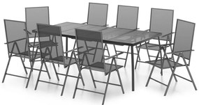 vidaXL Σετ Τραπεζαρίας Κήπου 9 Τεμαχίων Ανθρακί από Ατσάλι