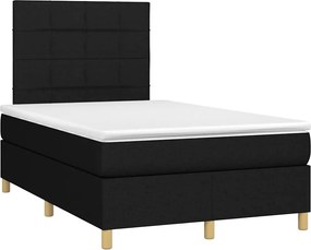 vidaXL Κρεβάτι Boxspring με Στρώμα Μαύρο 120x190 εκ. Υφασμάτινο