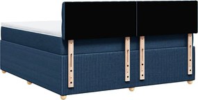 vidaXL Κρεβάτι Boxspring με Στρώμα Μπλε 180x200 εκ. Υφασμάτινο