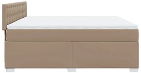 vidaXL Κρεβάτι Boxspring με Στρώμα Καπουτσίνο 180x200 εκ. Συνθ. Δέρμα