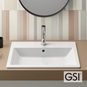 GSI KUBE-X 5 9433-300 Πορσελάνινος Ένθετος Λευκός Νιπτήρας Μπάνιου 58 x 40εκ