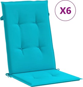 vidaXL Μαξιλάρια Καρέκλας με Ψηλή Πλάτη 6 τεμ. Τιρκουάζ Υφασμάτινα
