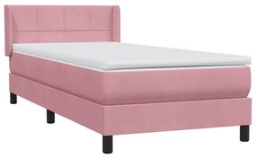 vidaXL Κρεβάτι Boxspring με Στρώμα Ροζ 80x220 εκ. Βελούδινο