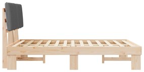 vidaXL Σκελετός Κρεβατιού με Επενδεδυμένο Κεφαλάρι Ανοιχτό γκρι