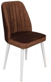 Καρέκλα Alfa (Σετ 4Τμχ) 974NMB1572 50x49x90cm Brown-White Βελούδο, Μέταλλο