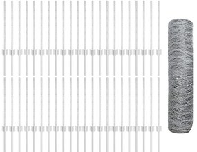 vidaXL Τεντώτο με στήριγμα Ασημί 0,5 x 100 μ Ατσάλι