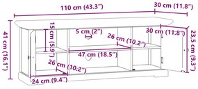 Έπιπλο Τηλεόρασης Λευκό 110x30x41 εκ. από Επεξεργασμένο Ξύλο - Λευκό