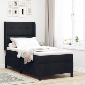 vidaXL κρεβάτι Box Spring με στρώμα & LED μαύρο 90x200 εκ. υφάσματος